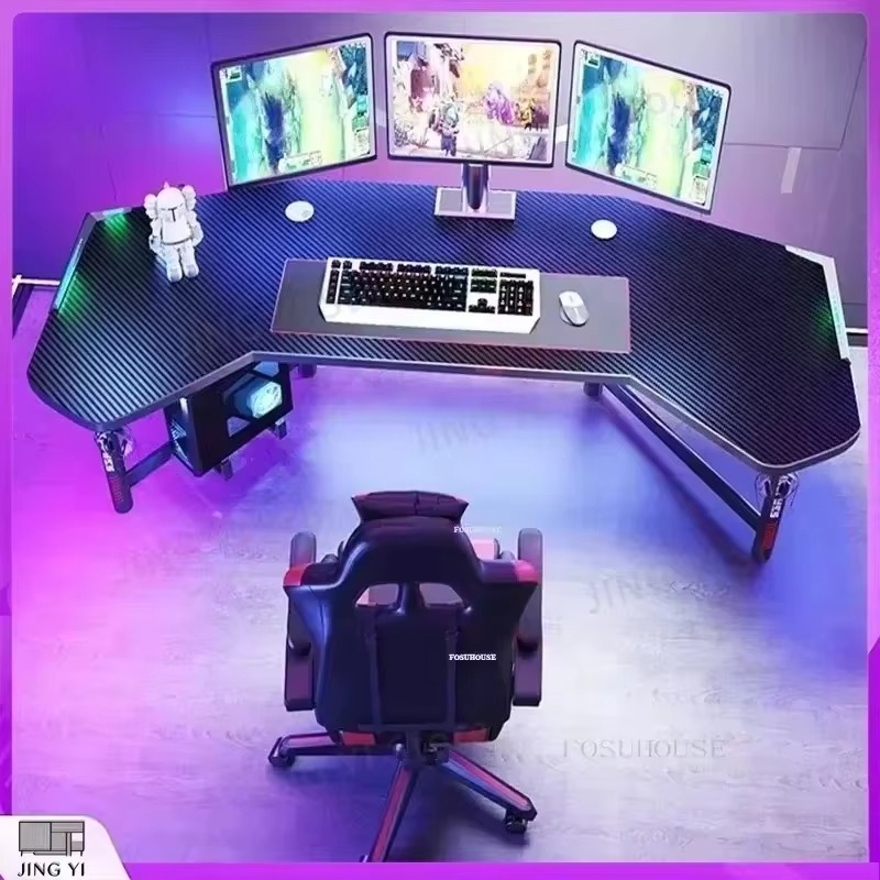 Desk Setup L Shaped - โต๊ะเกมมิ่งมืออาชีพ โต๊ะคอมพิวเตอร์ตามหลักสรีรศาสตร์ สำหรับสำนักงาน บ้าน หรืออีสปอร์ต ปรับระดับความสูงได้